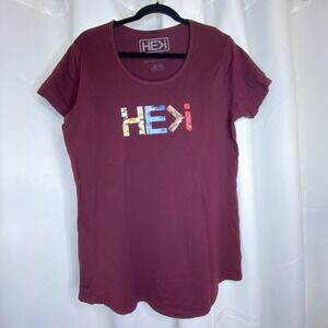 HE I Shirt Women's XL Burgundy Short Sleeve Pullover Hawaii Christian